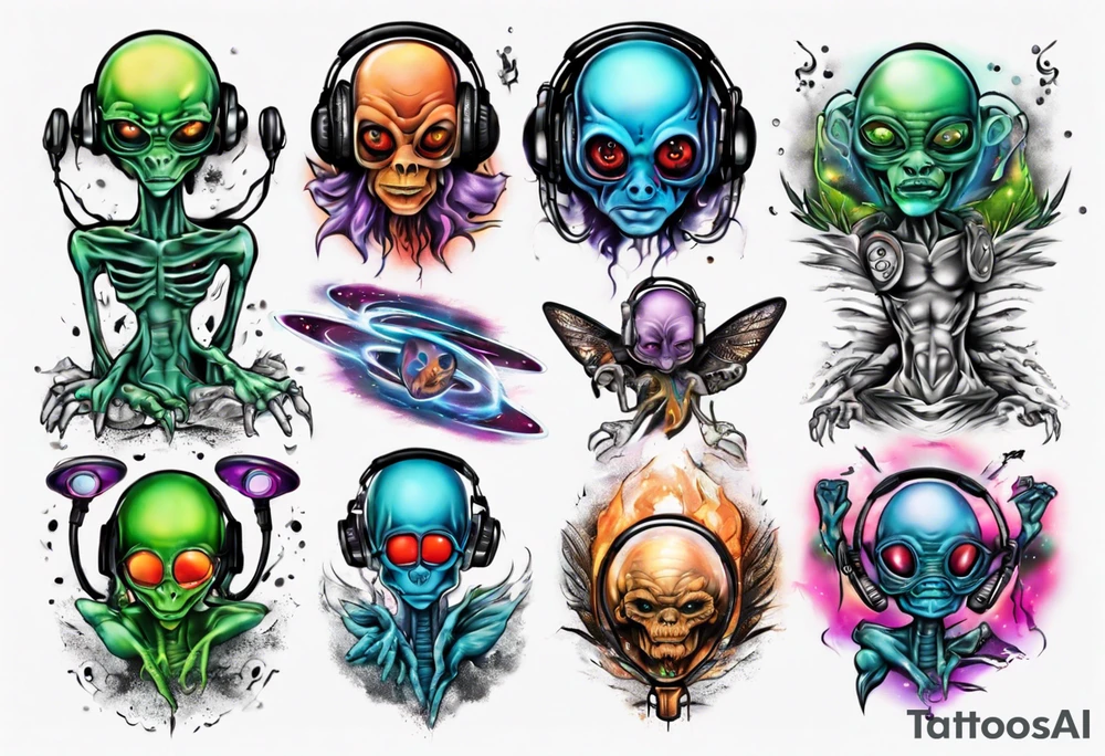 Extra terrestrial DJ tattoo idea