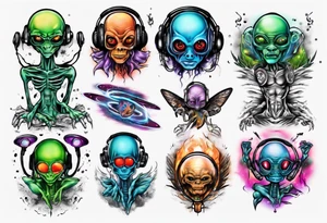 Extra terrestrial DJ tattoo idea