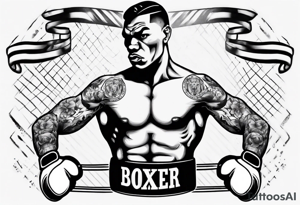 boxer in a boxing ring tattoo idea