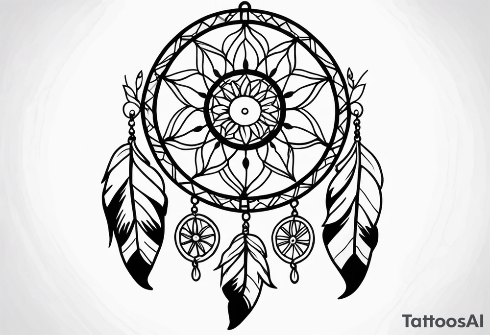 Dream catcher with flowers tattoo idea