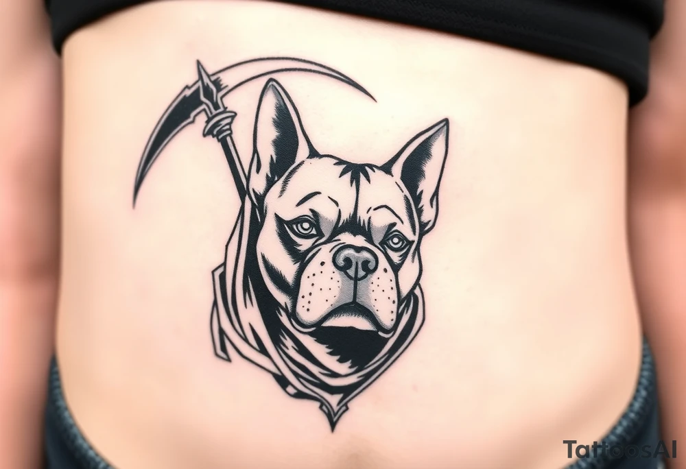 A pit bull dog as the grim reaper tattoo idea