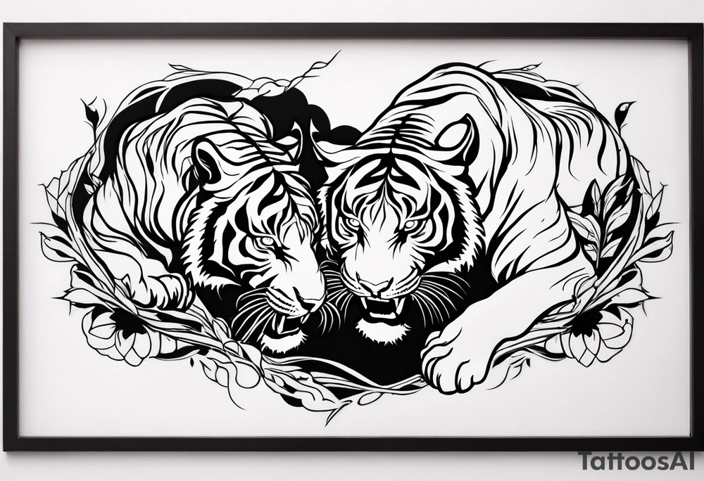 tiger fight tattoo idea