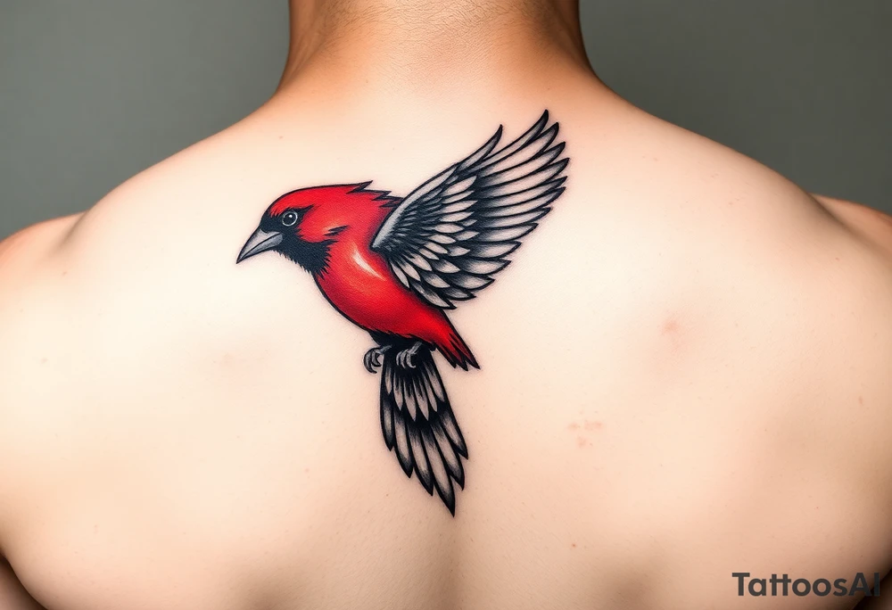 Red bird tattoo idea