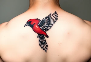 Red bird tattoo idea