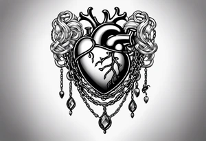 Heart wrapped in chains tattoo idea