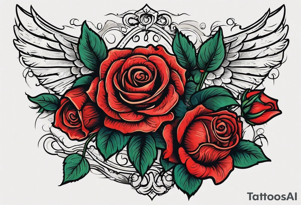 rose and text 1995 tattoo idea