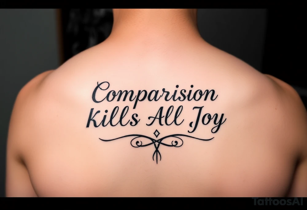 The quote Comparison Kills All Joy and then a design or something symbolic that relates to the quote tattoo idea
