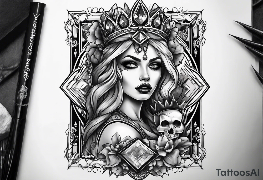 Zombie Queen of diamonds tattoo idea