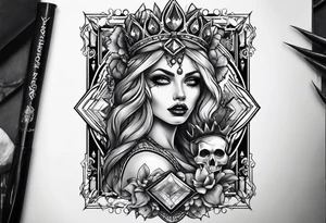 Zombie Queen of diamonds tattoo idea