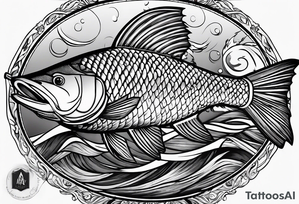 Fishingpole with memorium of a friend tattoo idea