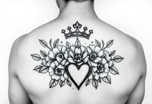 Damian, with crown, flowers and hearts tattoo idea
