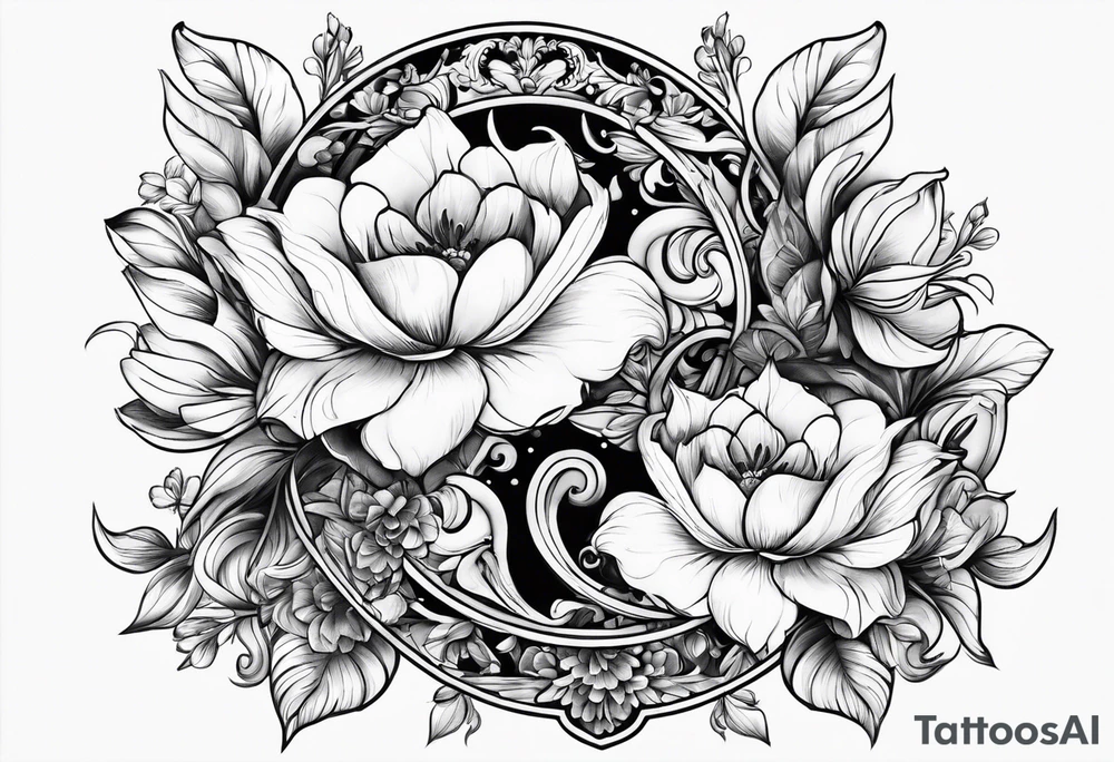 Twins, Pisces, aquarius, Capricorn, flowers tattoo idea