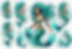 a turquoise mermaid standing in the sea surrounded by crashing waves tattoo idea