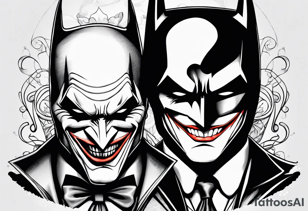 Batman and joker together tattoo idea