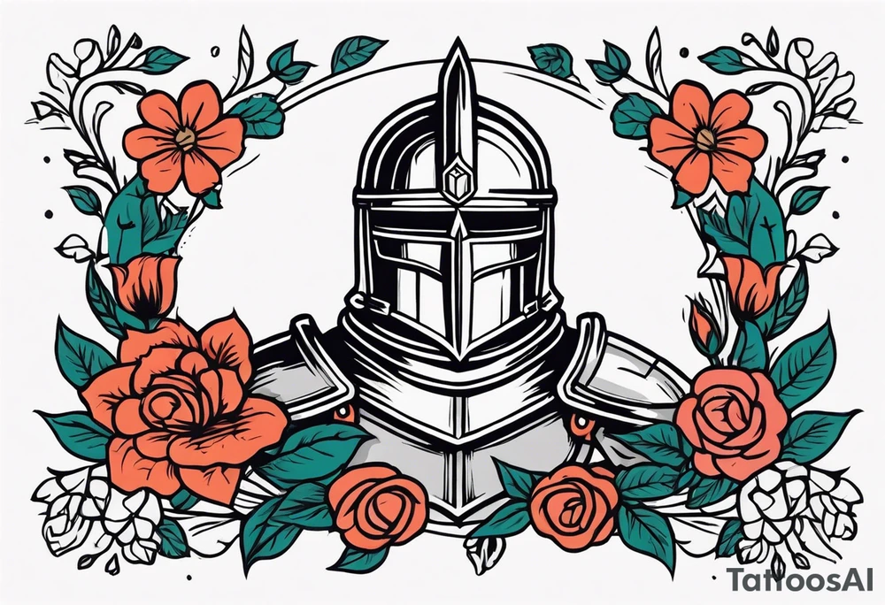 knight

old school vintage simple traditional design with vintage flowers surrounding
bold color simple tattoo idea