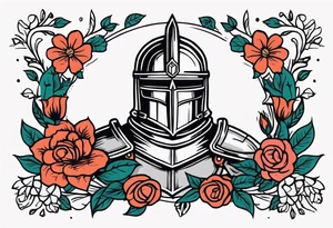 knight

old school vintage simple traditional design with vintage flowers surrounding
bold color simple tattoo idea