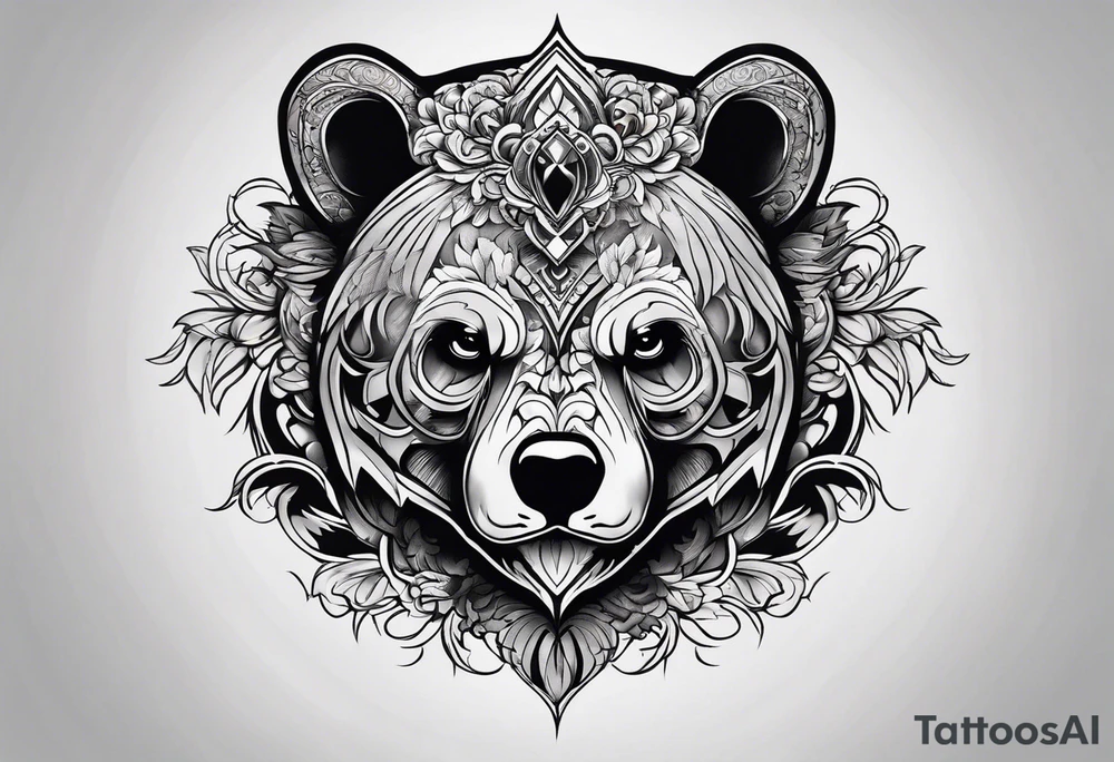skeleton bears head gothic tattoo idea