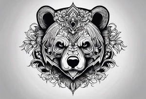 skeleton bears head gothic tattoo idea