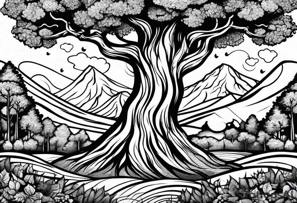 trees on fire tattoo idea