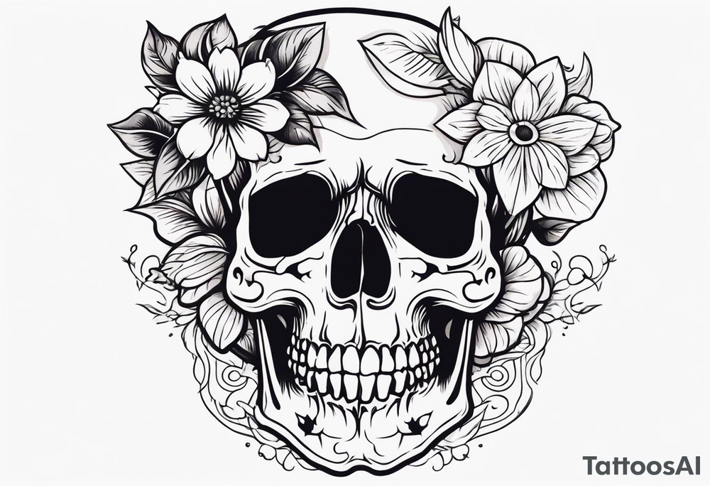 skull with flower tattoo idea