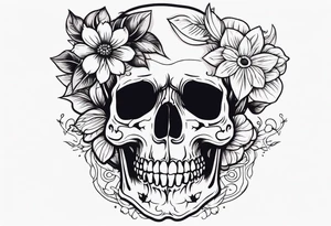 skull with flower tattoo idea