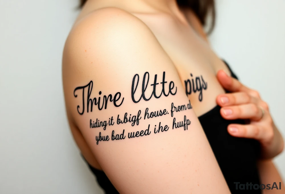 Three little pigs nursery rhyme hiding in a brick house from the big bad wolf I'll huff and puff and blow ur house down tattoo idea