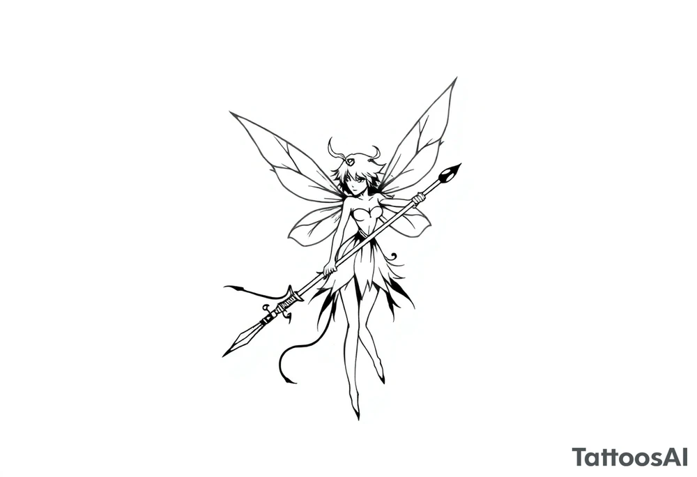 Dark fairy with weapon tattoo idea