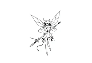 Dark fairy with weapon tattoo idea