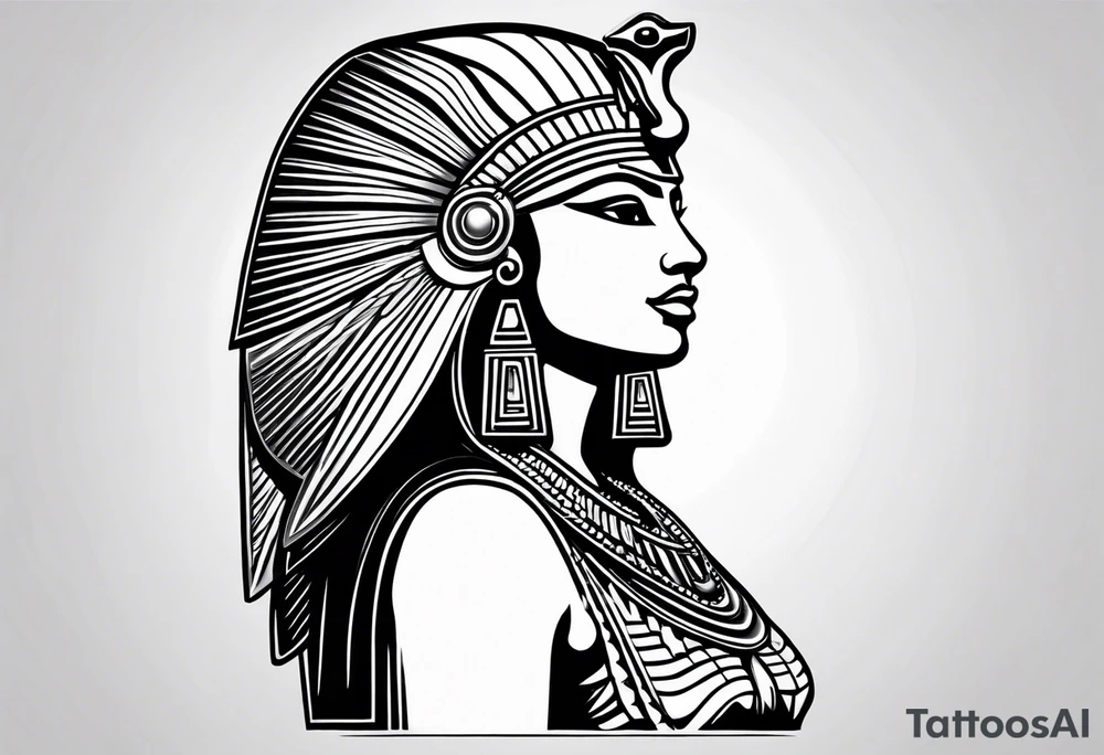 black and white Egyptian goddess Isis tattoo idea