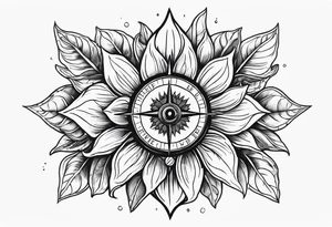 Sunflower and a compass, with the words "To Thine Own Self Be True" tattoo idea