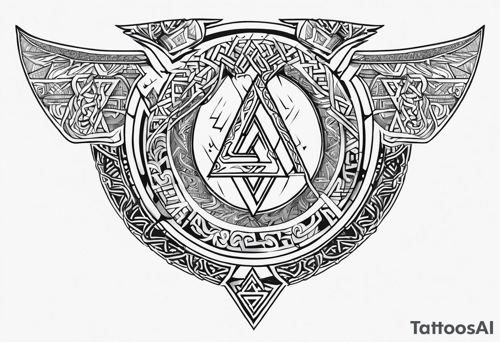 Valhalla sword shield dragon axe Valknut helm of awe tattoo idea Valhalla sword shield dragon axe Valknut helm of awe tattoo idea