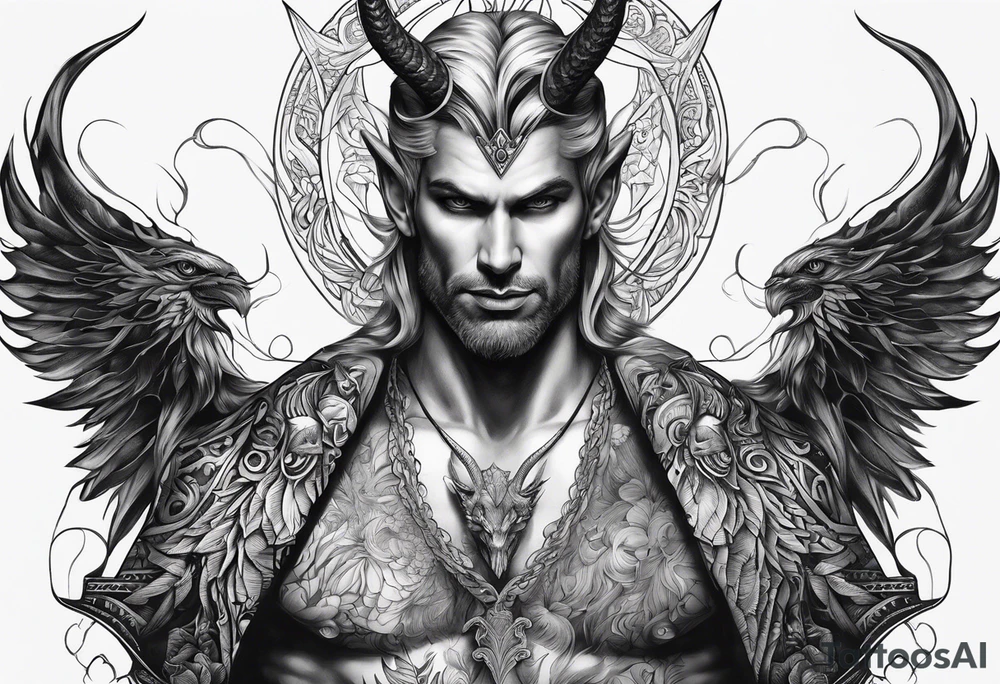 Lucifer com asas de morcego tattoo idea