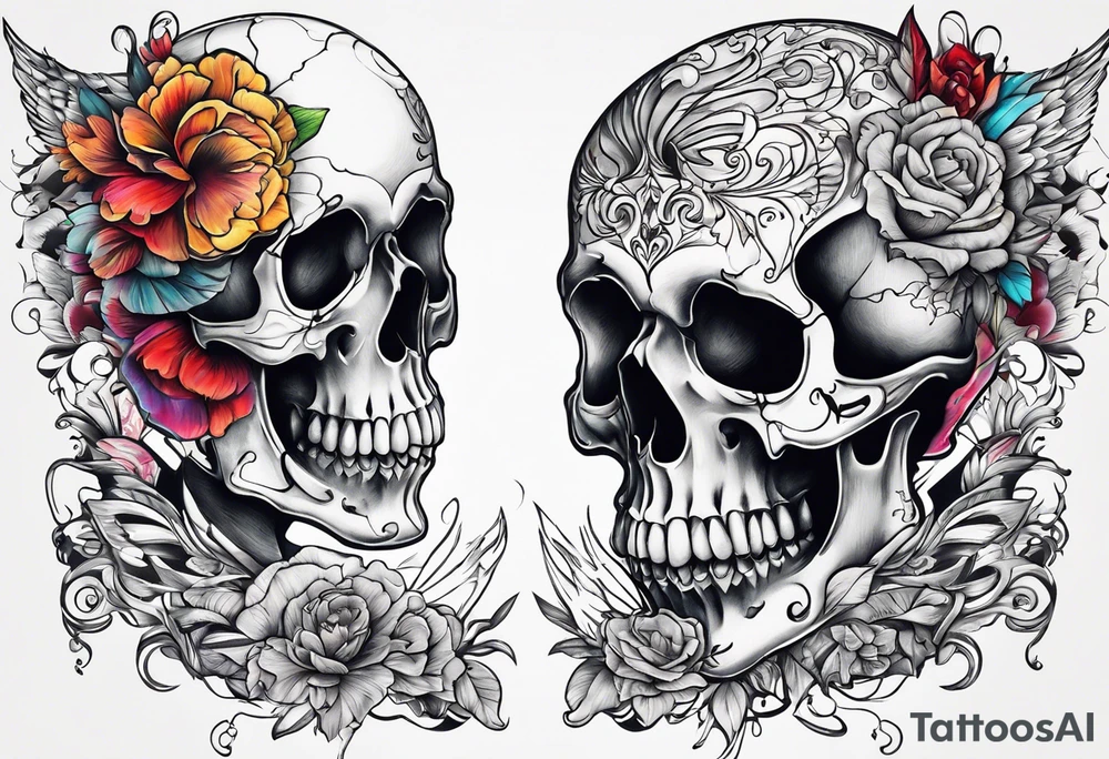 empty skeleton, broken heart, knife in back tattoo idea