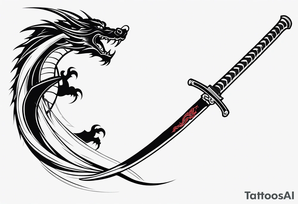 Katana sword with a dragon tattoo idea
