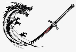 Katana sword with a dragon tattoo idea