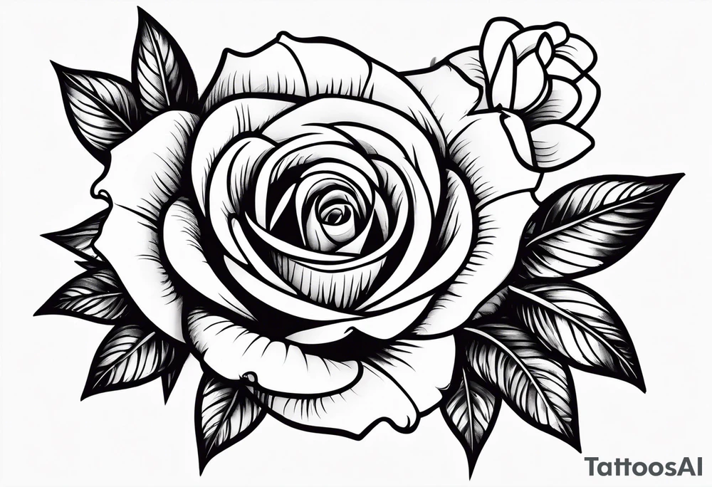 Roses line work for thigh tattoo idea