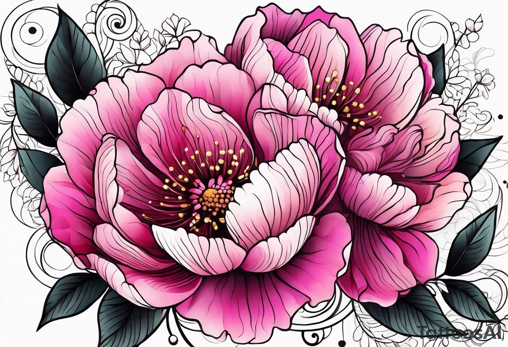 Pink flowers with decorative dott pattern tattoo idea