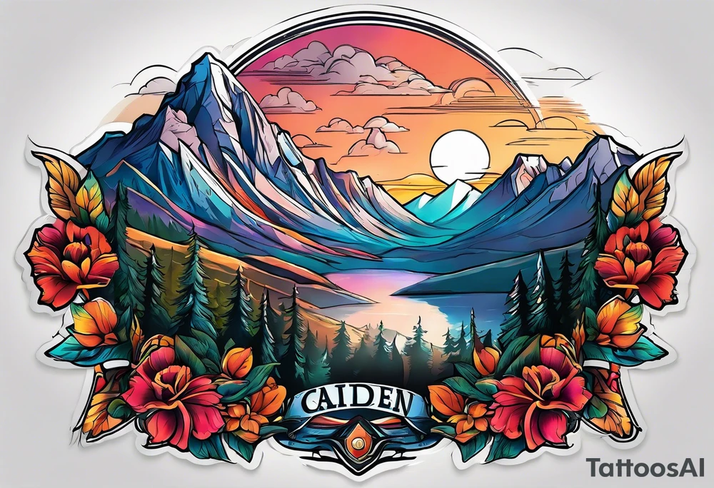 The name caiden on a mountain tattoo idea