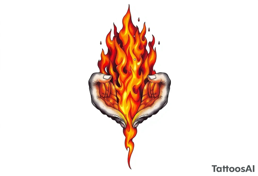 Fire between hands tattoo idea