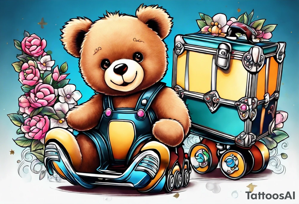 teddy bears wearing rollerskates on their feet tattoo idea