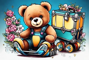 teddy bears wearing rollerskates on their feet tattoo idea