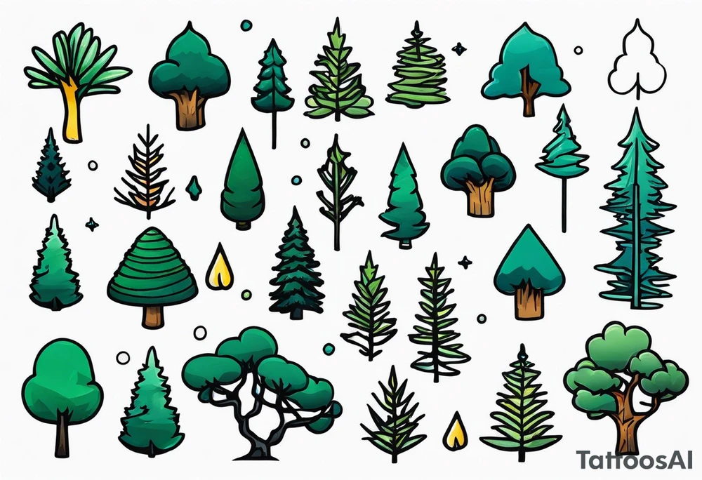 Tiny pine trees tattoo idea