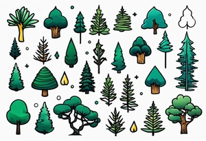 Tiny pine trees tattoo idea