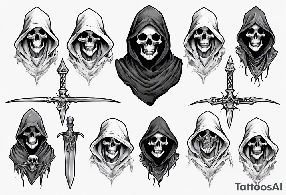 Upper half of a hooded reaper with no weapon tattoo idea