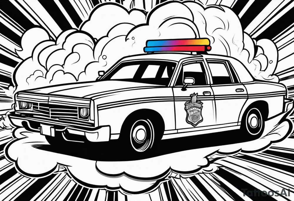 Police car on fire tattoo idea