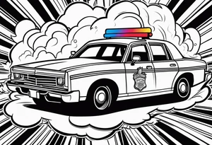 Police car on fire tattoo idea