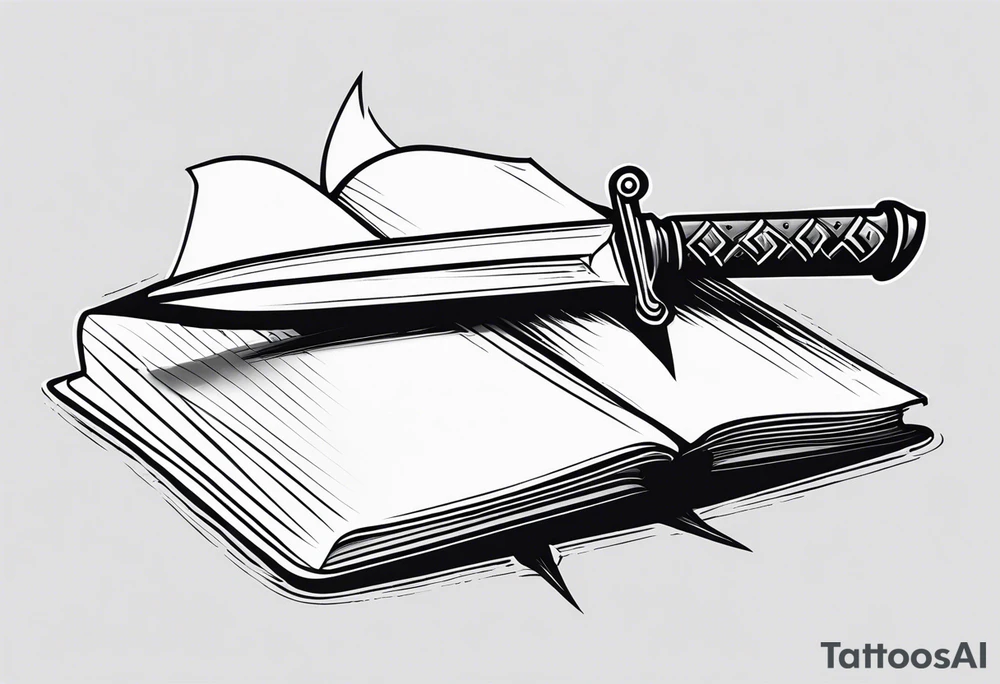 Book with dagger tattoo idea