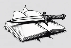 Book with dagger tattoo idea