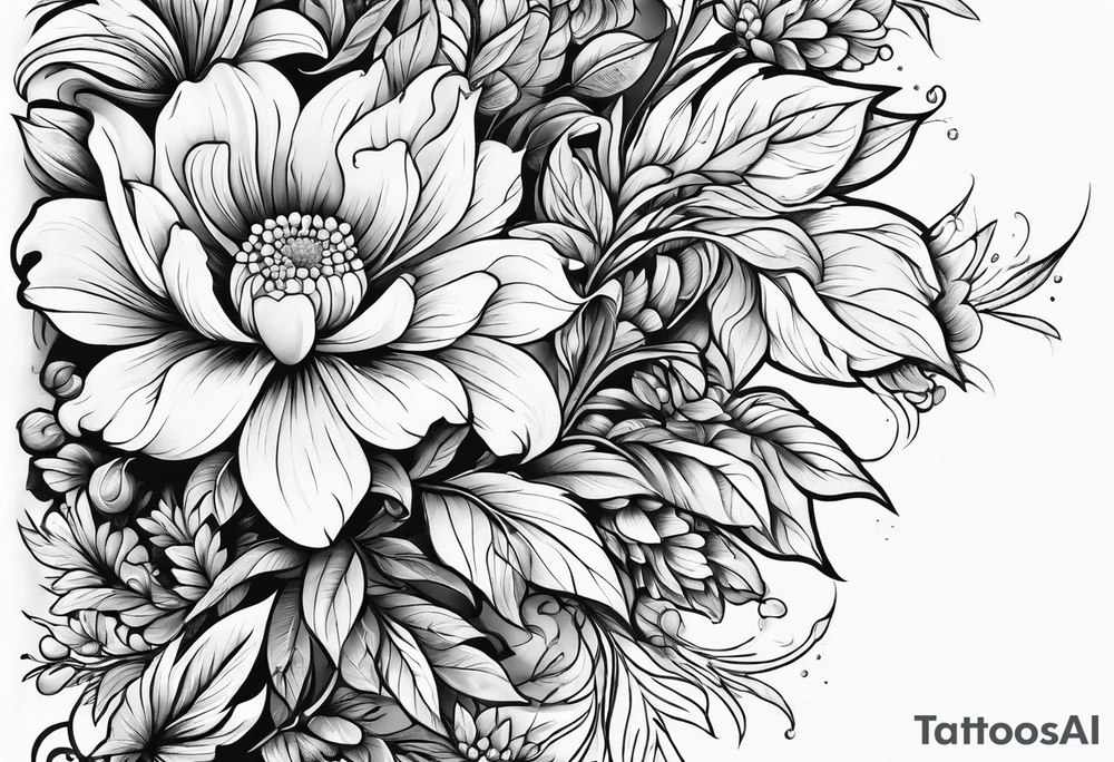 Cloak, Dagger, latin, beautiful, flowers tattoo idea