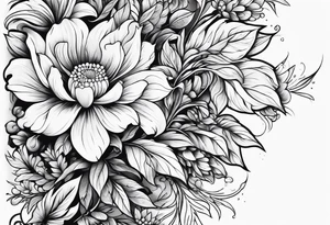 Cloak, Dagger, latin, beautiful, flowers tattoo idea